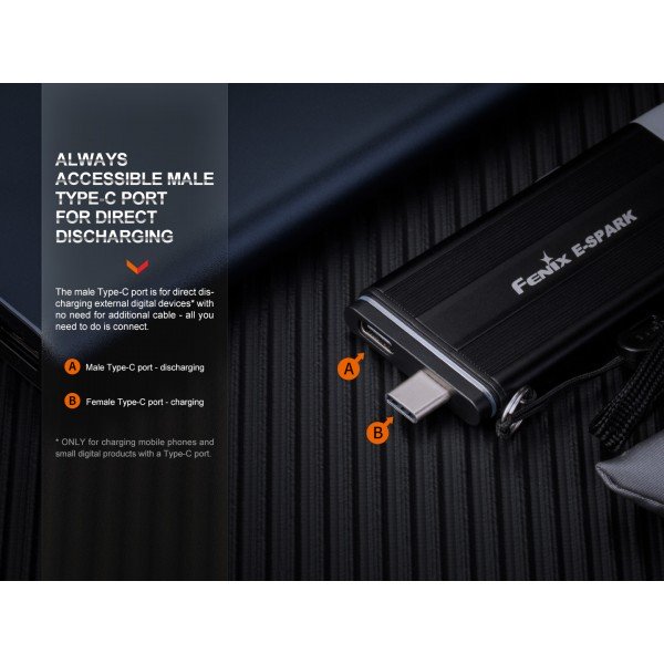 Ліхтарик брелок Fenix E-SPARK з функцією powerbank