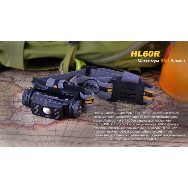 Фонарь Fenix ​​HL60R + аккумулятор и зарядка + Подарок тактический рюкзак!