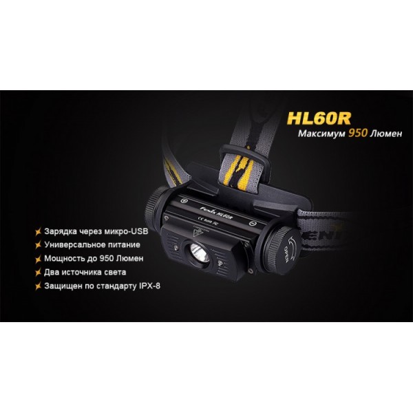 Фонарь Fenix HL60R + аккумулятор и зарядка  + Подарок тактический рюкзак!