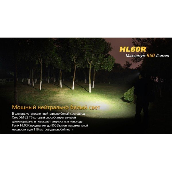 Фонарь Fenix HL60R + аккумулятор и зарядка  + Подарок тактический рюкзак!