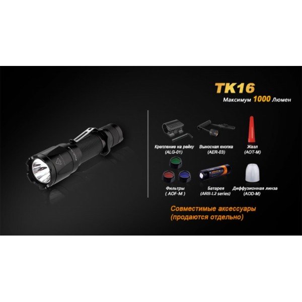 Тактичний ліхтар Fenix TK16 + акумулятор Fenix 2600 mAh із USB-зарядкою в подарунок!