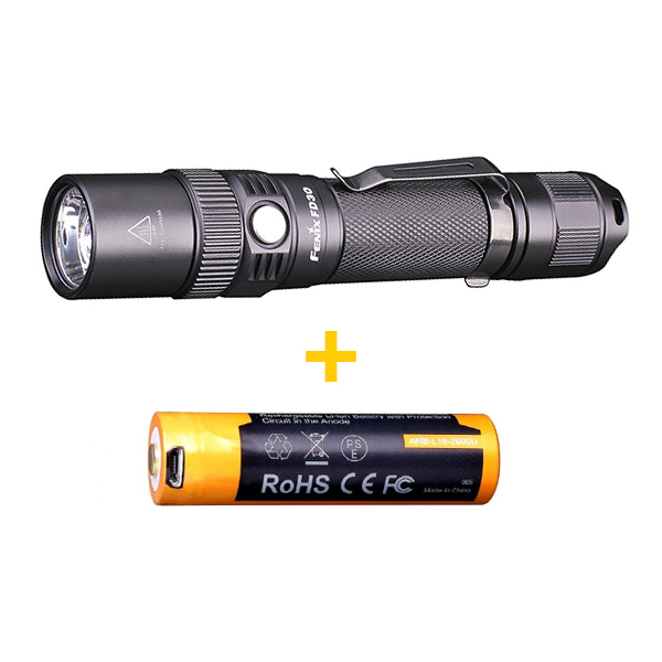 Комплект: Ліхтар Fenix FD30 + Акумулятор Fenix 2600 mAh c мікро-USB у подарунок!